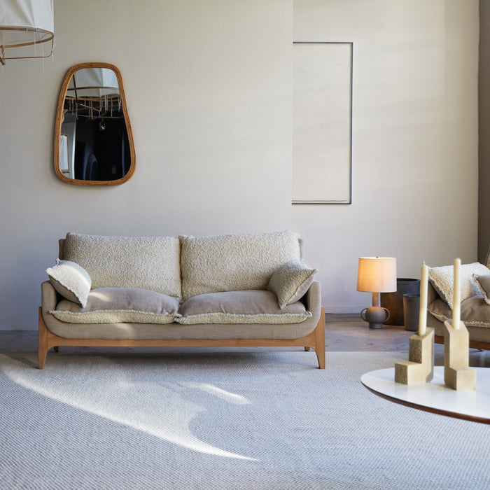 Tikamoon - Woodnest - Tweezitsbank van massief eiken en linnen stof