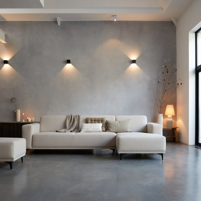 Tikamoon - Lars - Hoekbank rechts in ecru stof 300 x 150 cm