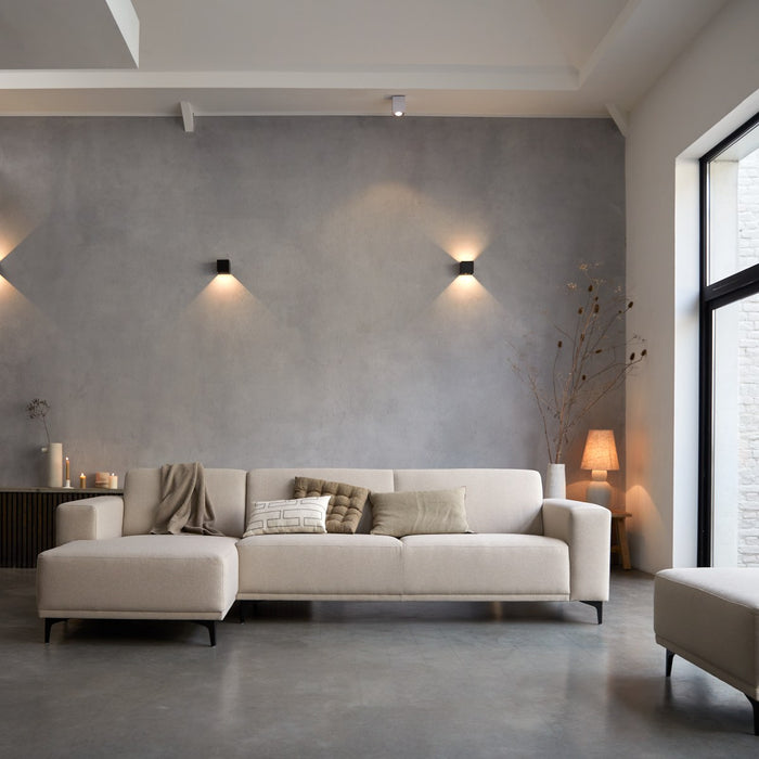 Tikamoon - Lars - Hoekbank links in ecru stof 300 x 150 cm