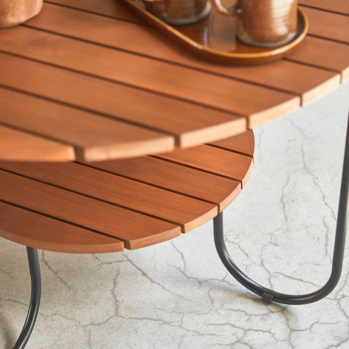 Tikamoon - Key Wood - Tuinsalontafel van massief acacia met lamellen