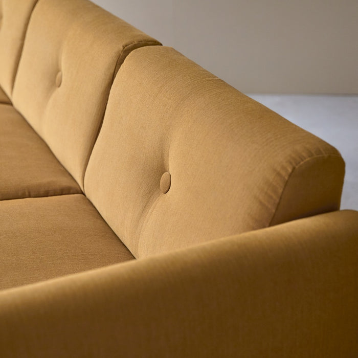 Tikamoon - Bjorn - Driezitsbank van massief eiken en mosterdgele stof