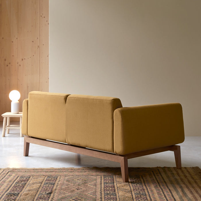 Tikamoon - Bjorn - Tweezitsbank van massief eiken en mosterdgele stof