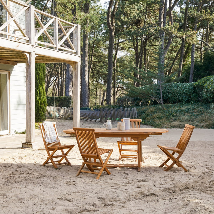 Tikamoon - Capri - Ovale tuinset in massief acaciahout met 4 stoelen