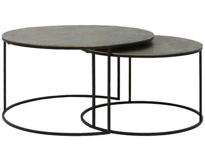 Light&living Salontafel S|2 Ø61x37+Ø76x41 cm RENGO relief antiek brons