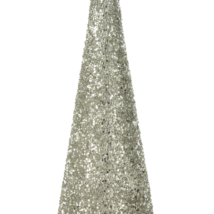 J-Line decoratie Kerstboom Glitter - glas - zilver - large