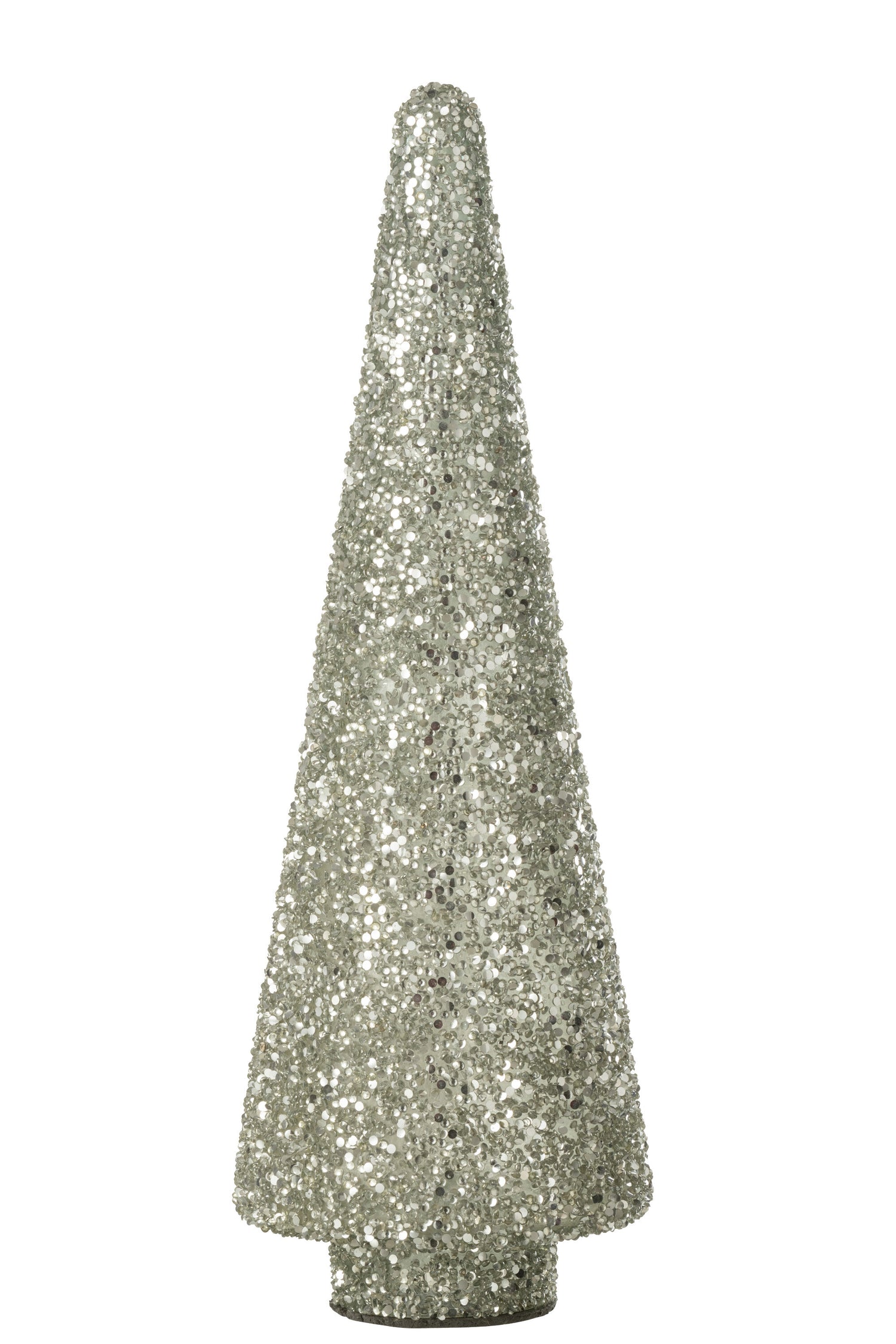 J-Line decoratie Kerstboom Glitter - glas - zilver - large
