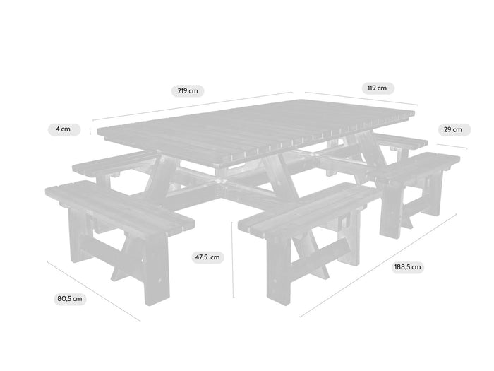 Luxe houten picknicktafel Tallinn 300 cm