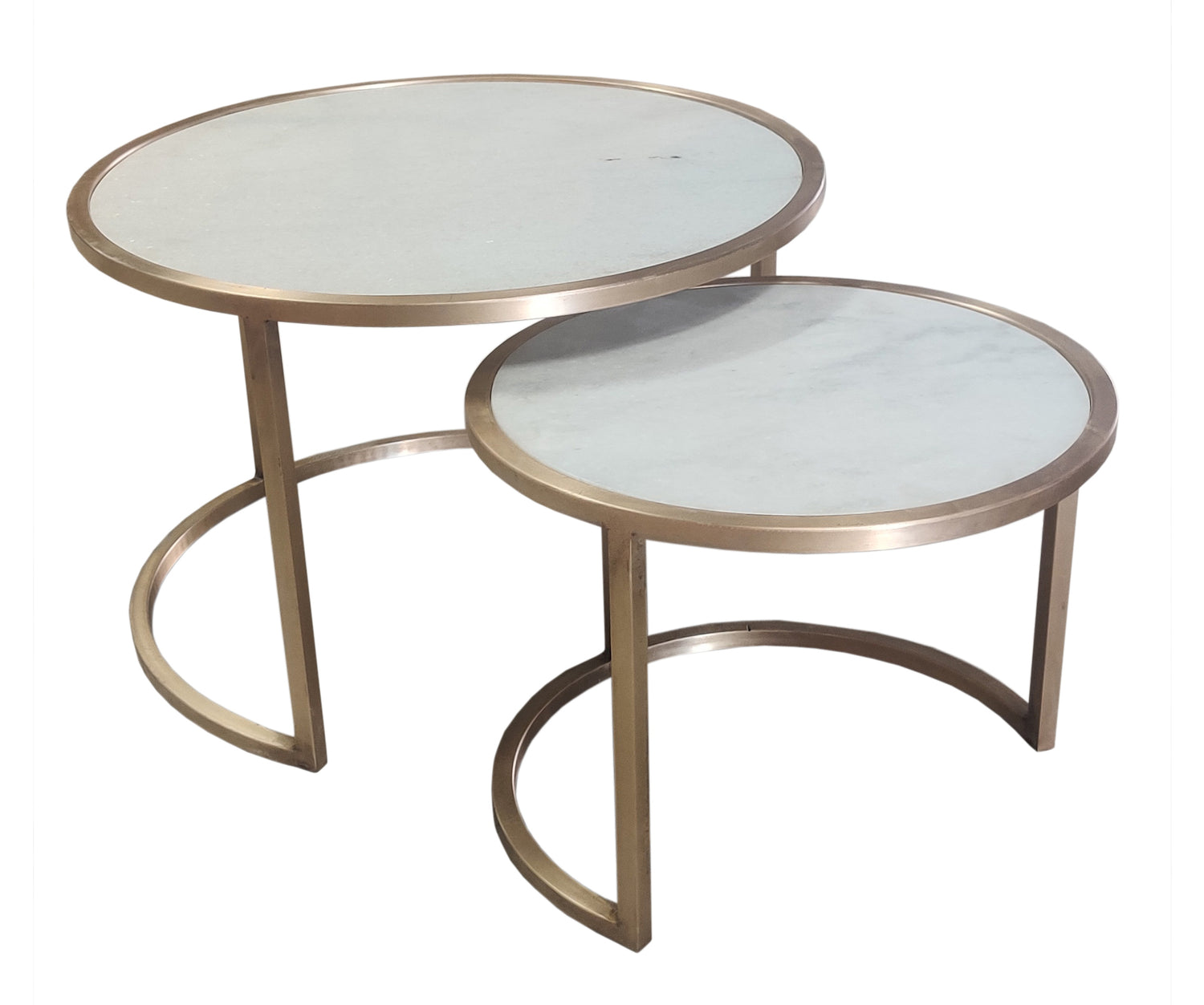 Salontafel set Jamie Marble White Gold Marmer | Gecoat Staal