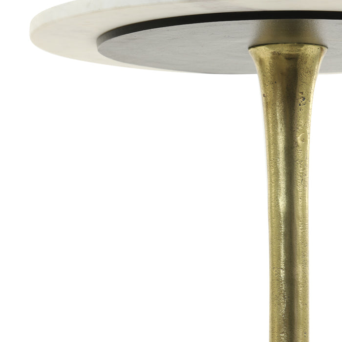 Light&living Bijzettafel Ø48x53 cm RICKERD wit marmer+antiek brons