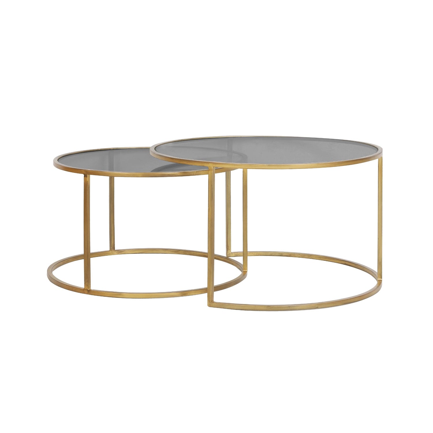 Light & Living Salontafel Duarte - Smoke Zwart|Goud - Ø65+Ø75cm