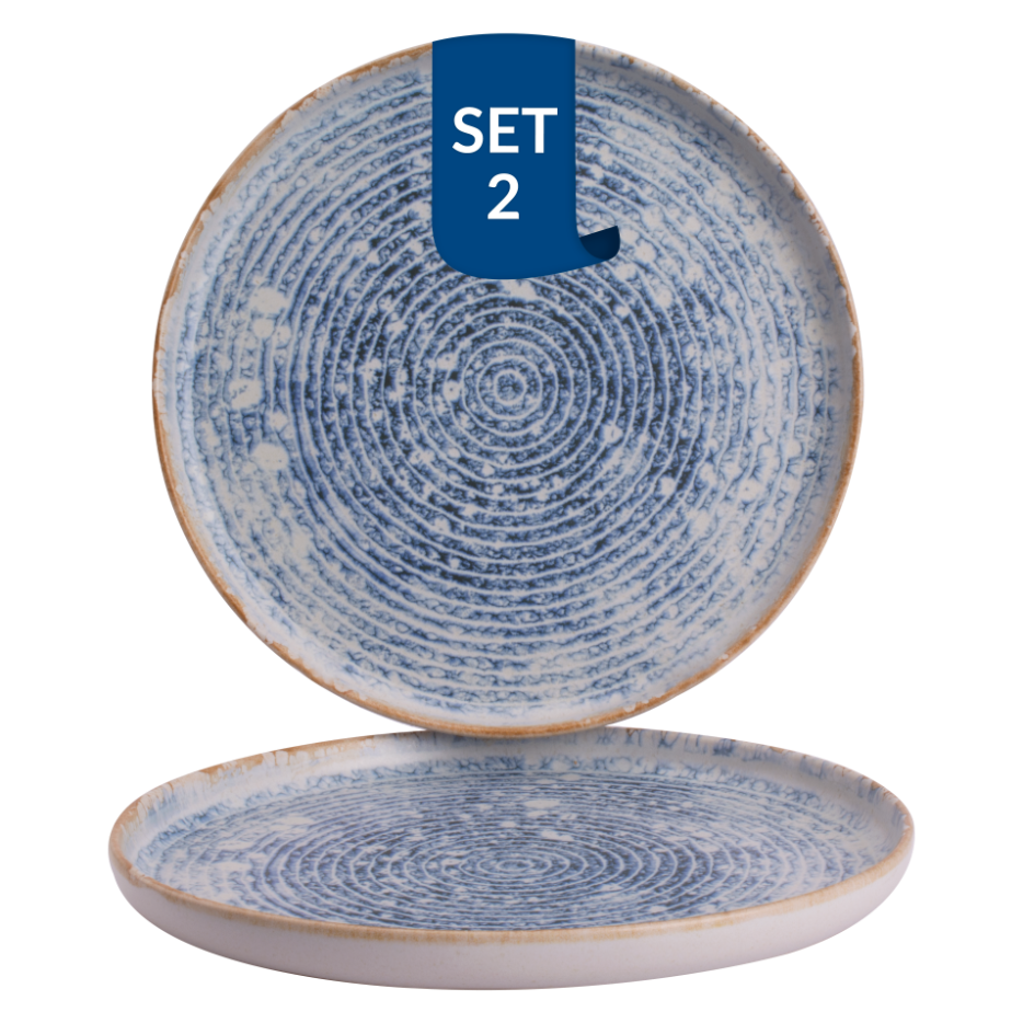 James Cooke - Azure Vintage - Bord - 2 stuks - ø 28 cm - Blauw|Wit