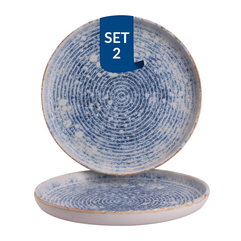 James Cooke - Azure Vintage - Bord - 2 stuks - ø 22 cm - Blauw|Wit