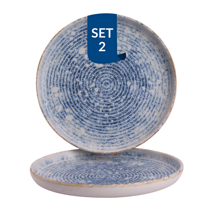 James Cooke - Azure Vintage - Bord - 2 stuks - ø 22 cm - Blauw|Wit