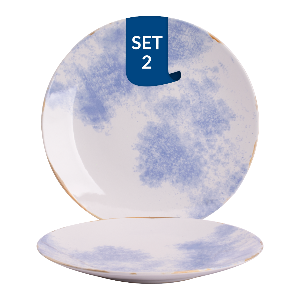 James Cooke - Clouded Charm - Bord - 2 stuks - ø 27 cm - Wit|Blauw