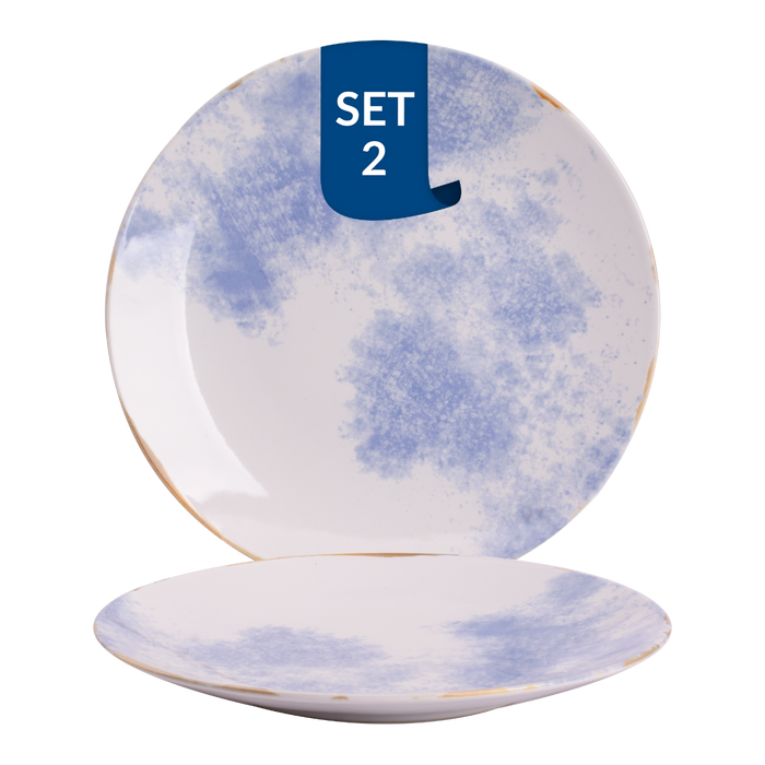 James Cooke - Clouded Charm - Bord - 2 stuks - ø 27 cm - Wit|Blauw