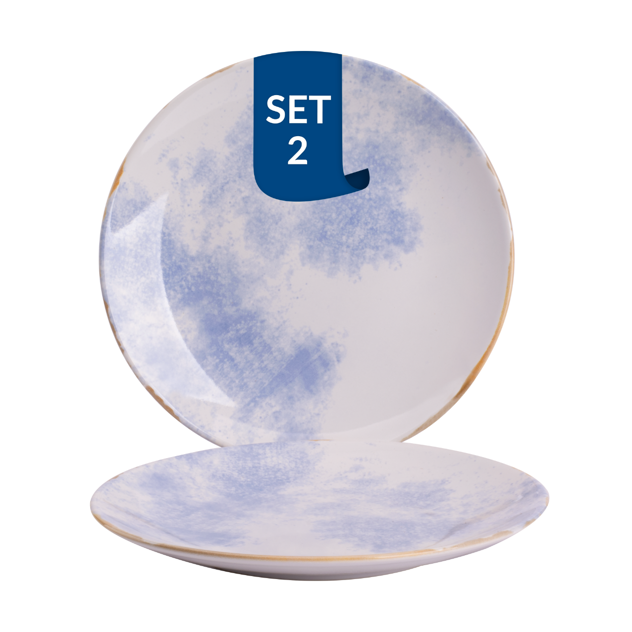 James Cooke - Clouded Charm - Bord - 2 stuks - ø 21 cm - Wit|Blauw