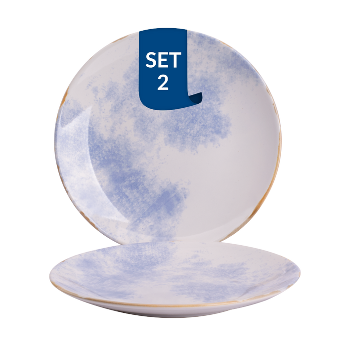 James Cooke - Clouded Charm - Bord - 2 stuks - ø 21 cm - Wit|Blauw