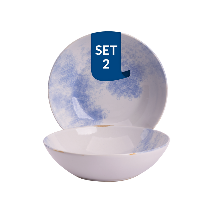 James Cooke Schaal Clouded Charm 17 cm Blauw Wit Stoneware 2 stuks