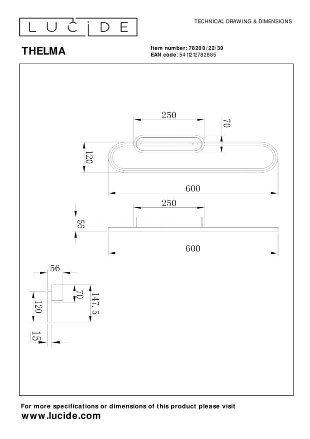 Lucide THELMA Wandlamp - Zwart