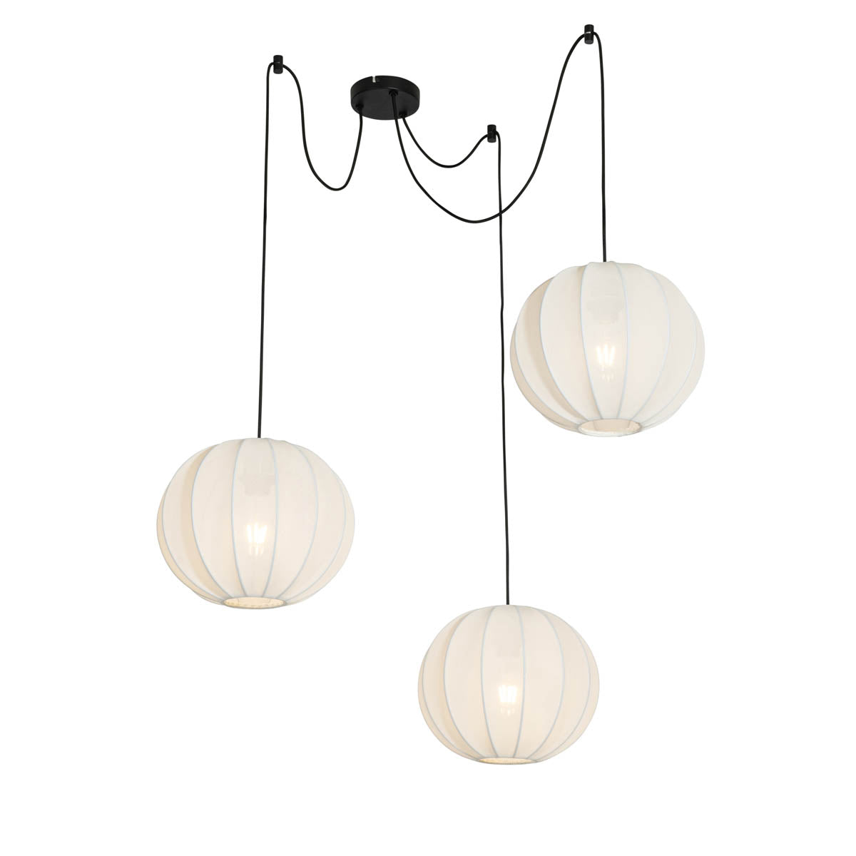 QAZQA Japandi hanglamp wit zijden 30cm 3-lichts - Plu