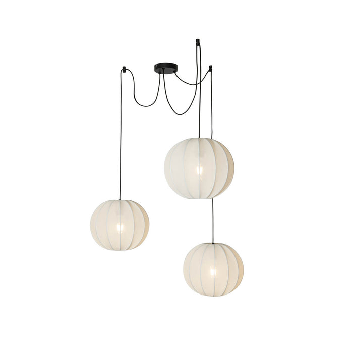 QAZQA Japandi hanglamp wit zijden 30cm 3-lichts - Plu