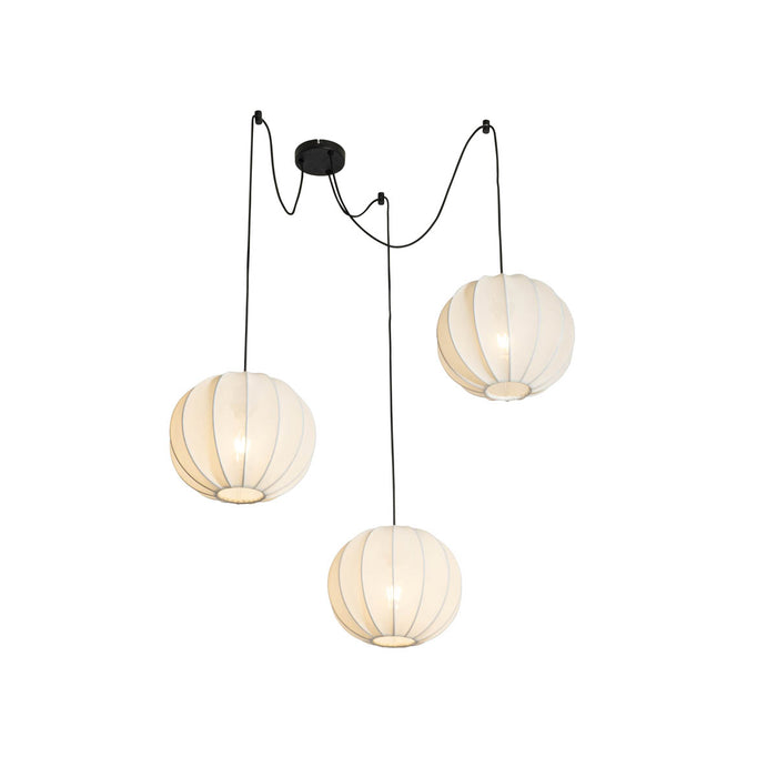 QAZQA Japandi hanglamp wit zijden 30cm 3-lichts - Plu