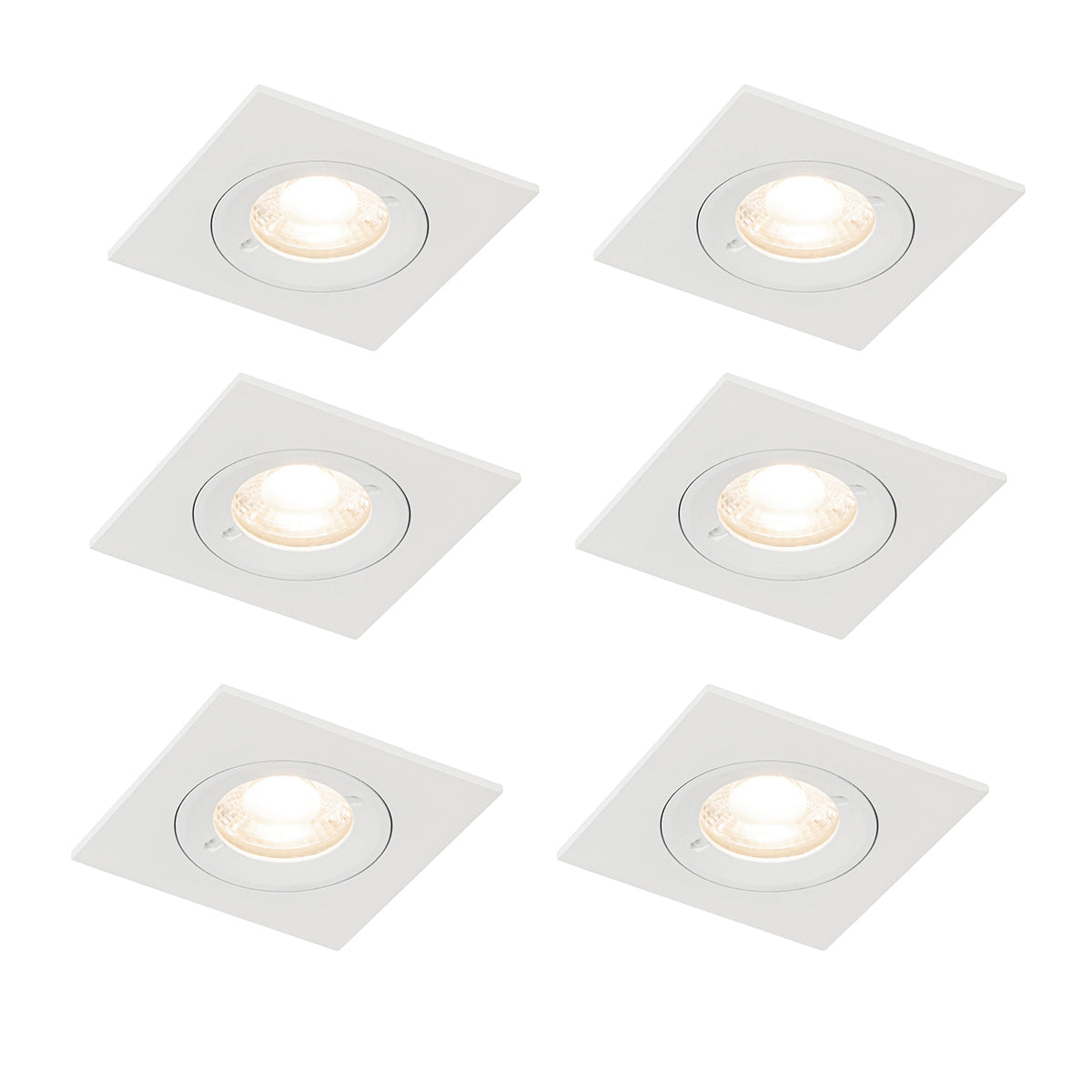 QAZQA Set van 6 inbouwspots wit vierkant GU10 50mm IP44 - Xena
