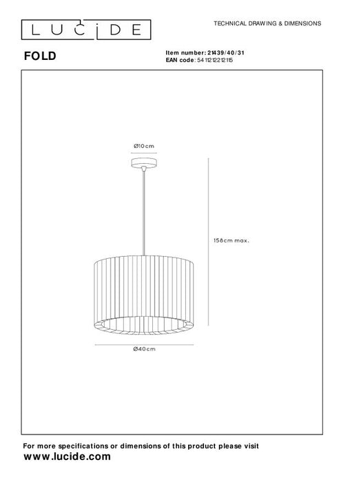 Lucide FOLD Hanglamp - Wit