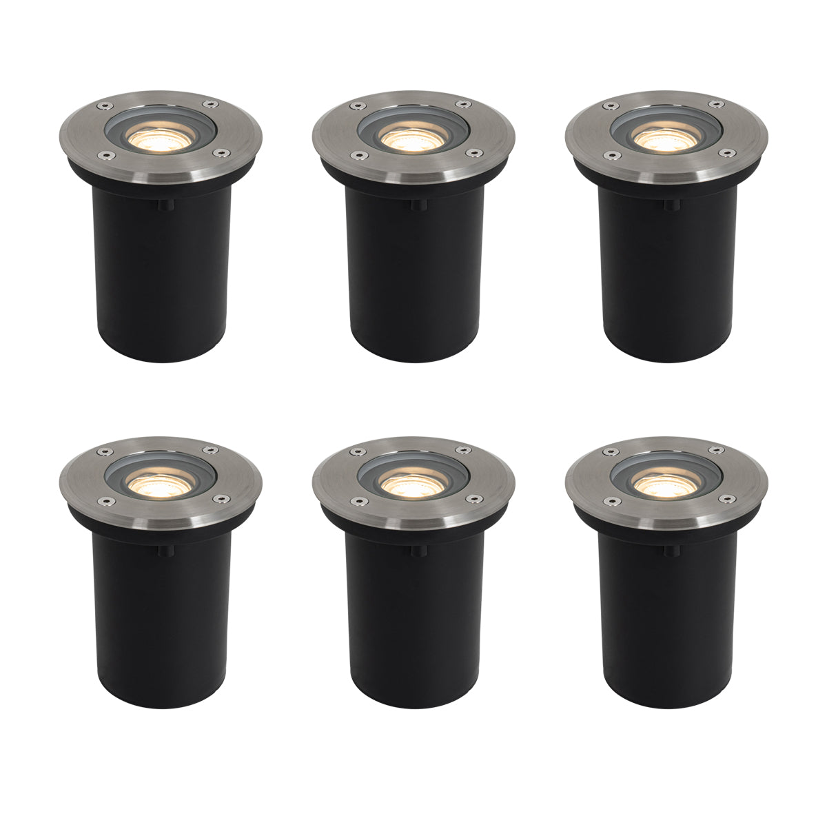 QAZQA Set van 6 moderne buiten grondspots staal 35 mm verstelbaar