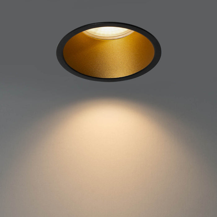 QAZQA Moderne inbouwspot zwart met goud GU10 70mm IP44 - Dept