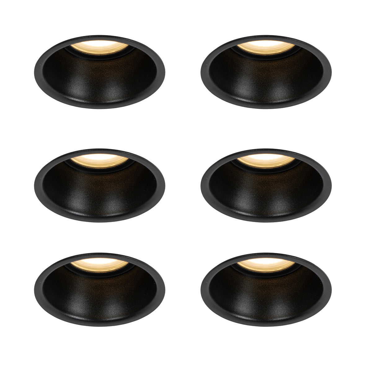 QAZQA Set van 6 inbouwspots zwart GU10 50mm IP44 - Dept