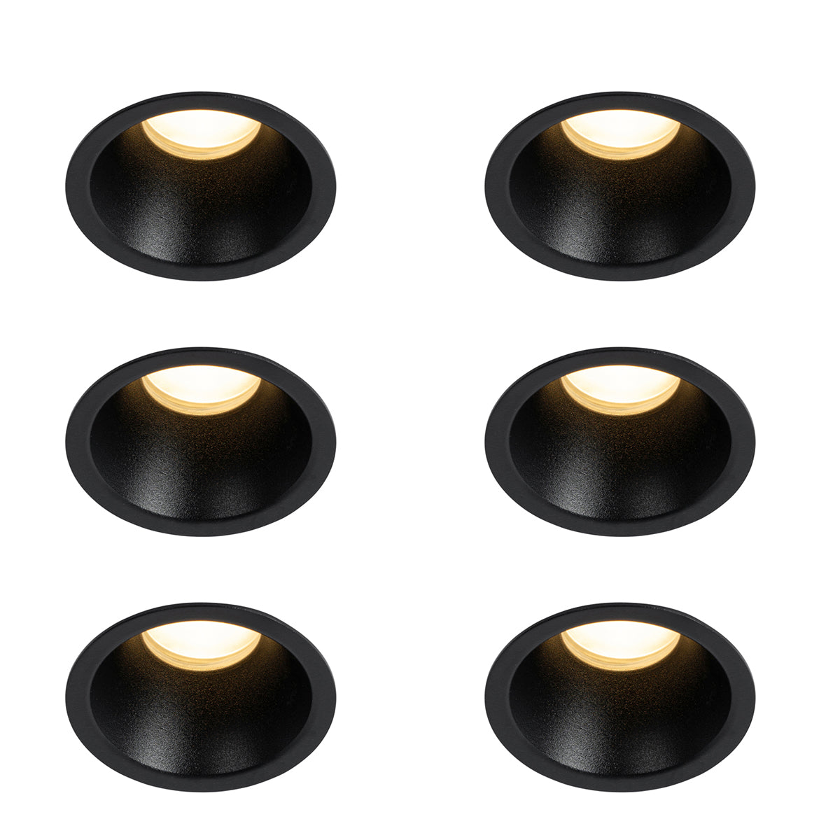 QAZQA Set van 6 inbouwspots zwart GU10 35mm IP44 - Dept