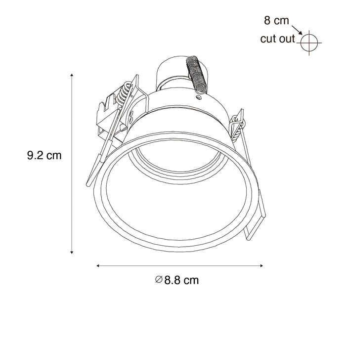 QAZQA Set van 6 inbouwspots zwart GU10 50mm IP44 - Dept