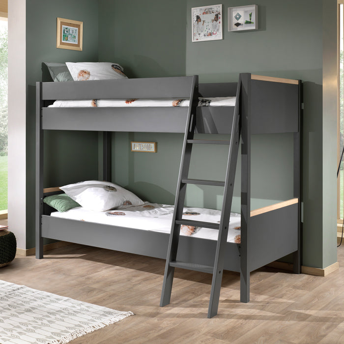 Vipack London Stapelbed 90 x 200 cm - Antraciet