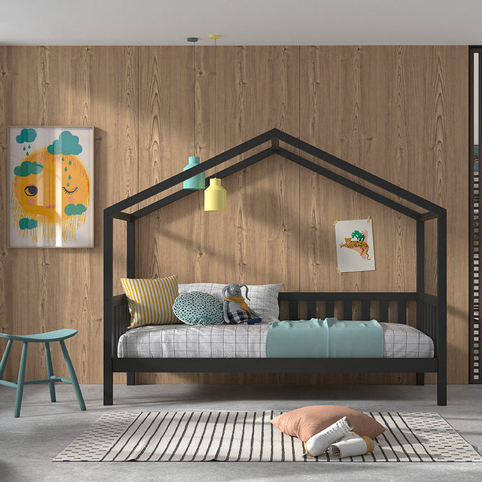 Vipack Dallas Huisbed met Hekje 90 x 200 cm - Antraciet