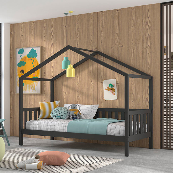 Vipack Dallas Huisbed met Hekje 90 x 200 cm - Antraciet