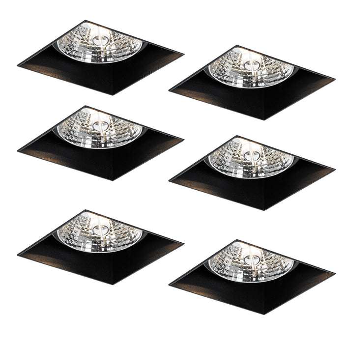 QAZQA Set van 6 inbouwspots zwart GU10 70mm trimless - Oneon