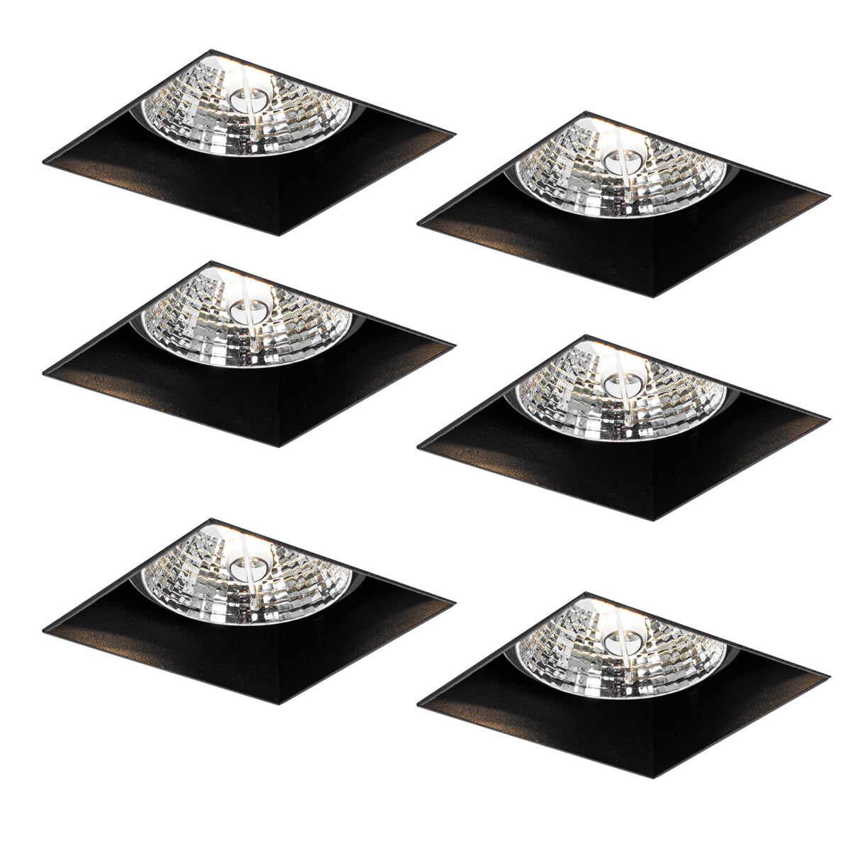 QAZQA Set van 6 inbouwspots zwart GU10 70mm trimless - Oneon