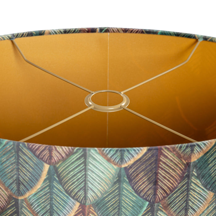 QAZQA Velours lampenkap blad dessin met gouden binnenkant ovaal