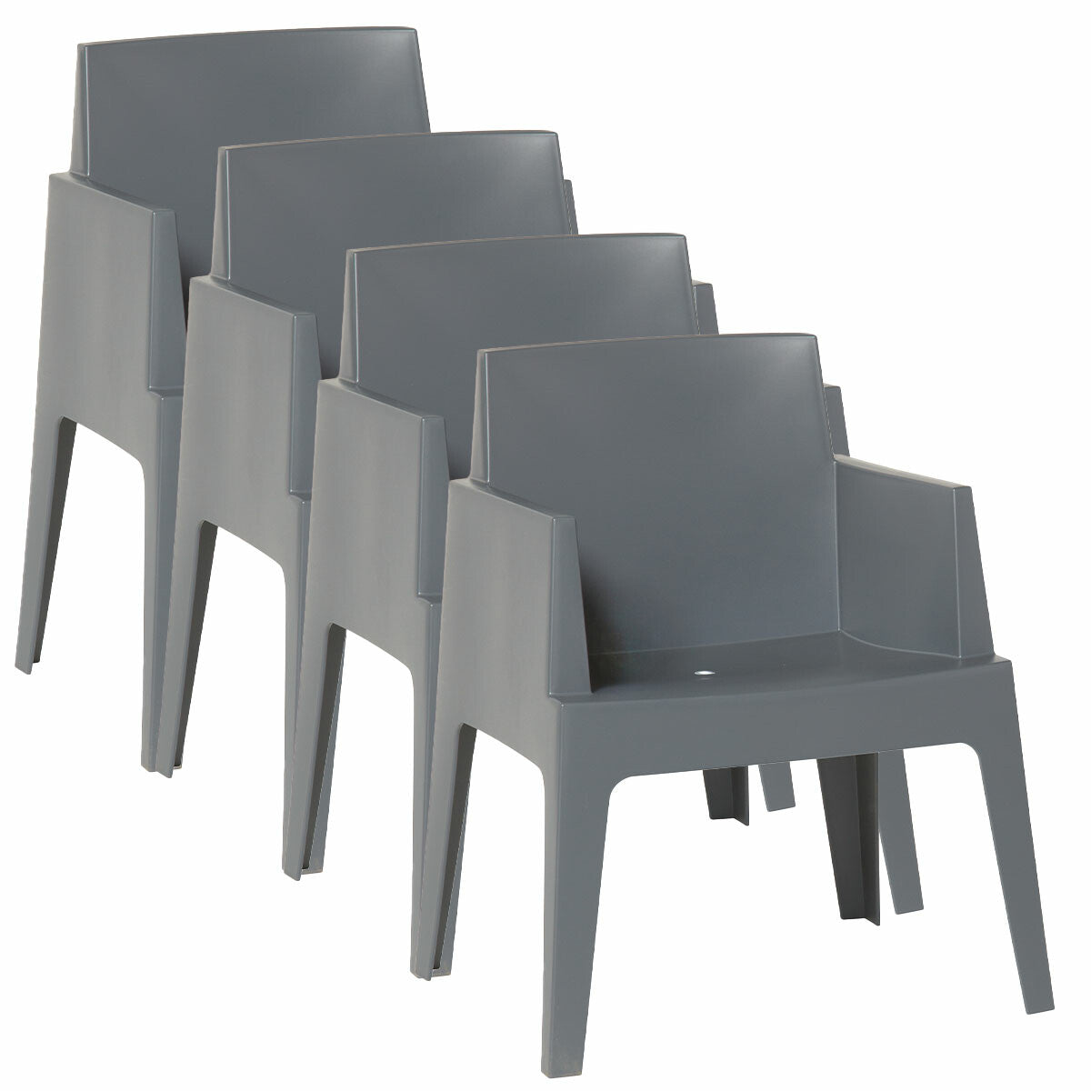 Garden Impressions Box tuinstoel antraciet the original - 4 stuks