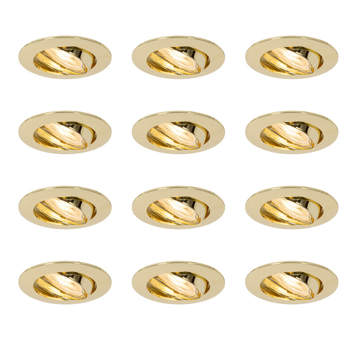 QAZQA Set van 12 inbouwspots messing GU10 35mm - Edu