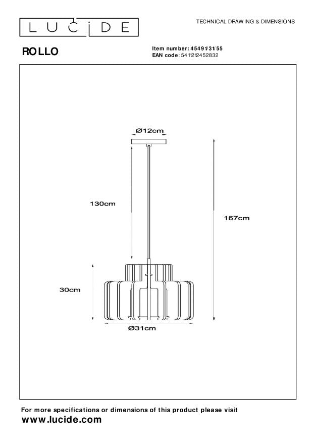 Lucide ROLLO Hanglamp - Terracotta