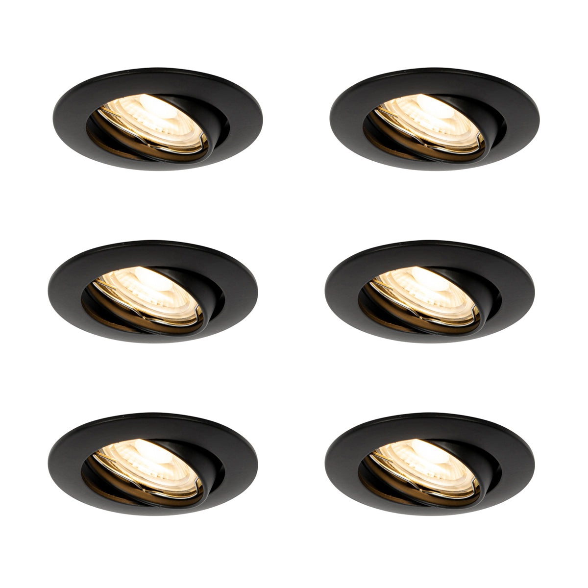 QAZQA Set van 6 inbouwspots zwart GU10 35mm - Edu