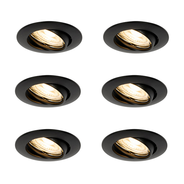 QAZQA Set van 6 inbouwspots zwart GU10 35mm - Edu