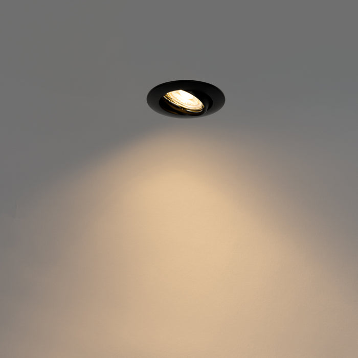 QAZQA Set van 6 inbouwspots zwart GU10 35mm - Edu