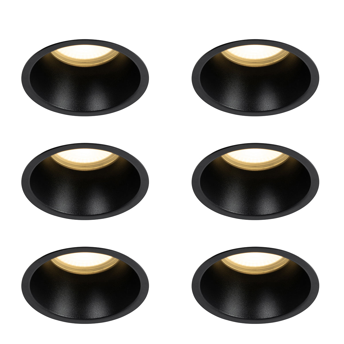 QAZQA Set van 6 inbouwspots zwart GU10 70mm IP44 - Dept