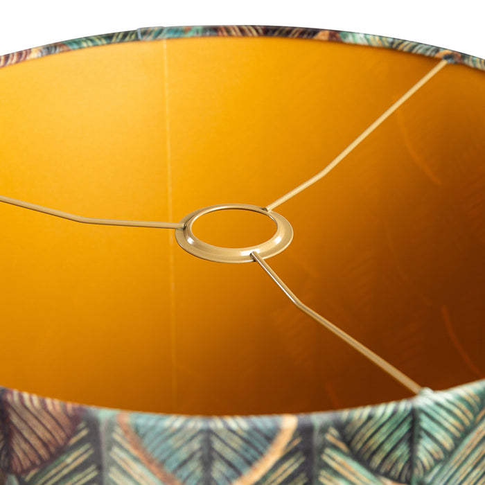 QAZQA Velours lampenkap blad dessin met gouden binnenkant 40|40|40
