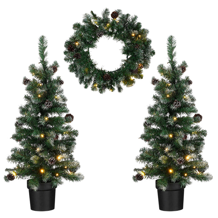 Black Box Trees Norton 2 Kunstkerstbomen|1 Kerstkrans - LED -H90xØ45cm