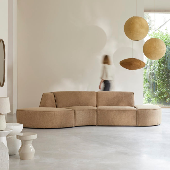 Tikamoon - Modulaire 4-zitsbank Dario in camelkleurige stof