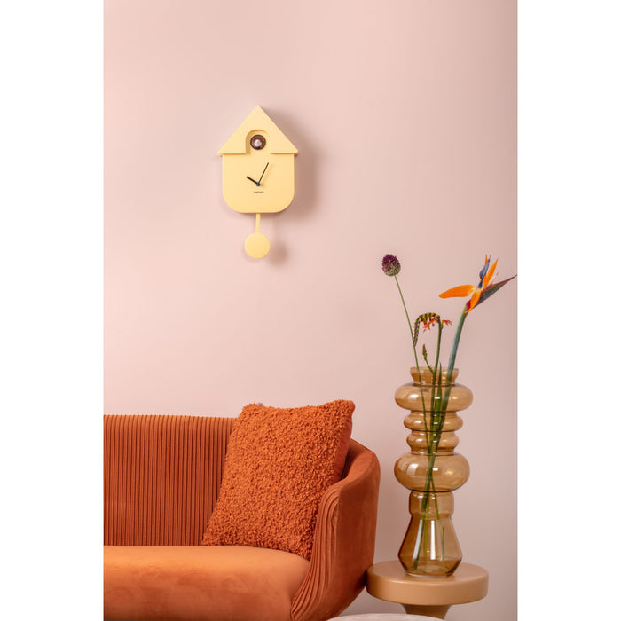 Karlsson - Wandklok Modern Cuckoo - Geel - 21,5x8,5x41cm